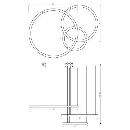 LED Пендел GALAXIA LED/85W/230V черен