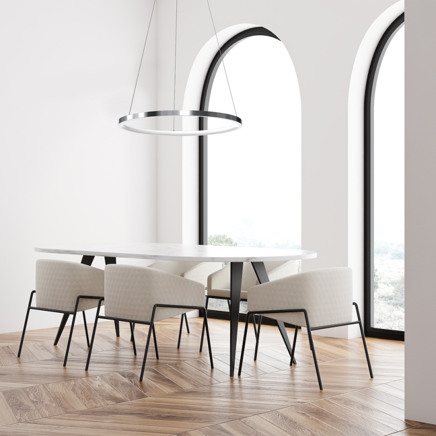 LED Пендел HOOP LED/27W/230V Ø 50 см 4000K лъскав хром