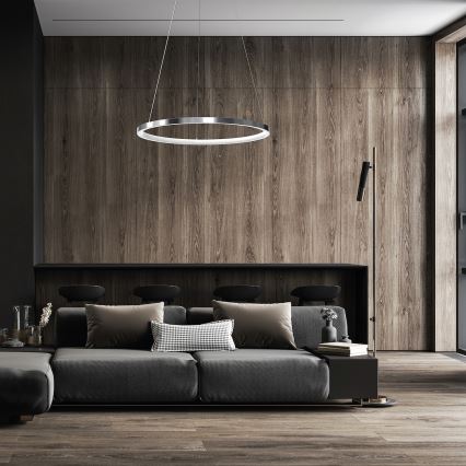 LED Пендел HOOP LED/27W/230V Ø 50 см 4000K лъскав хром