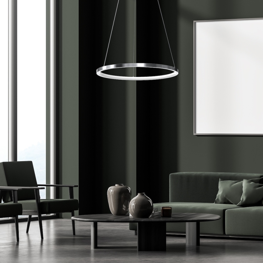 LED Пендел HOOP LED/27W/230V Ø 50 см 4000K лъскав хром