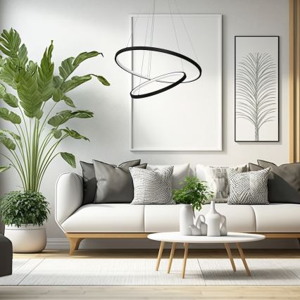 LED Пендел HOOP LED/51W/230V Ø 60 см 4000K черен