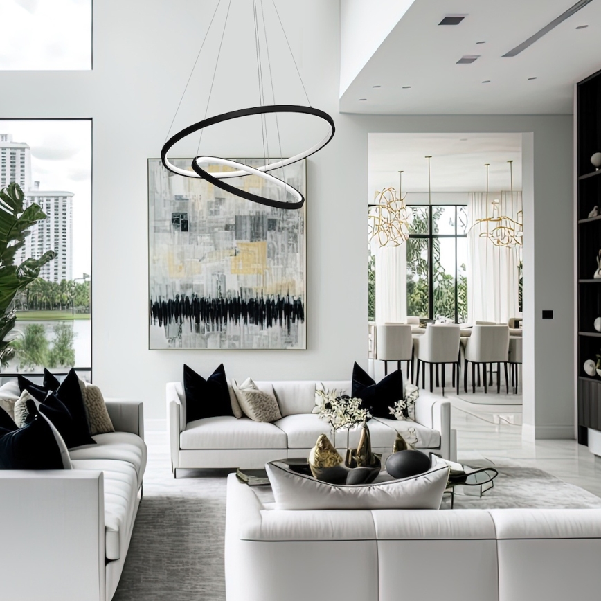 LED Пендел HOOP LED/51W/230V Ø 60 см 4000K черен