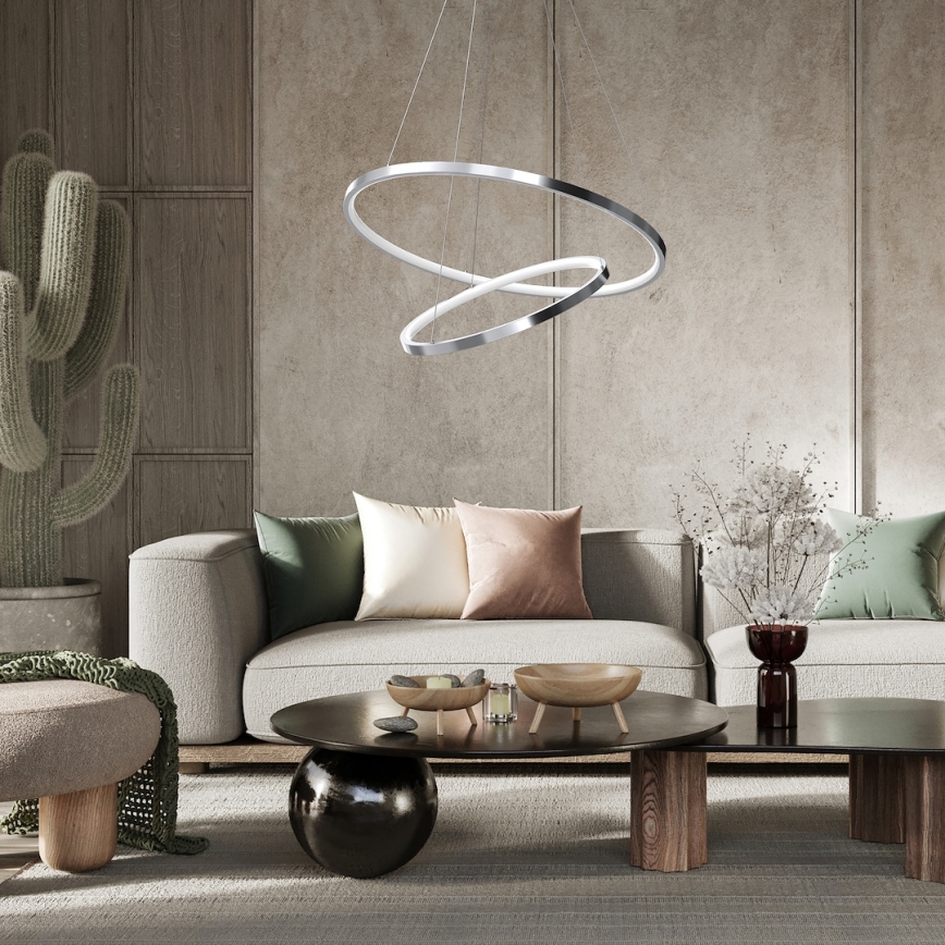 LED Пендел HOOP LED/51W/230V Ø 60 см 4000K лъскав хром
