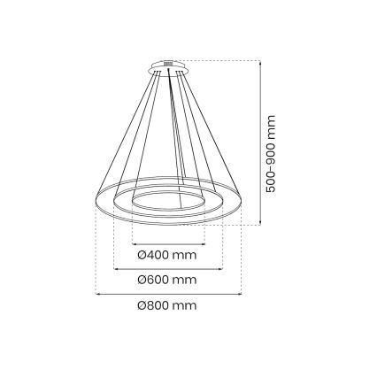 LED Пендел HOOP LED/93W/230V Ø 60 см 4000K черен