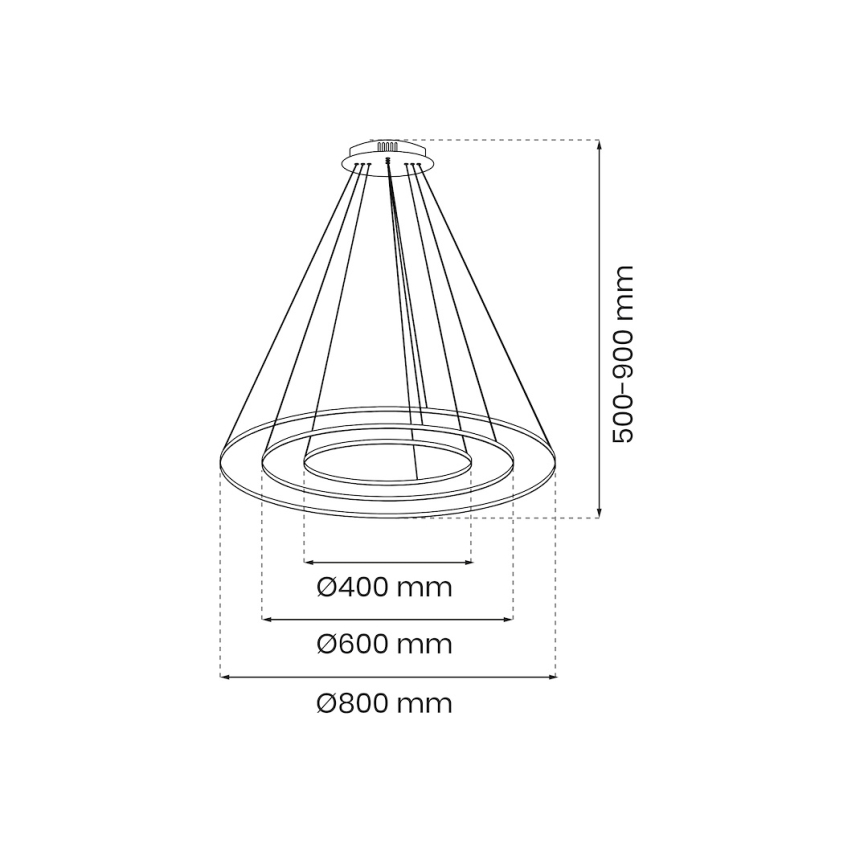 LED Пендел HOOP LED/93W/230V Ø 60 см 4000K черен