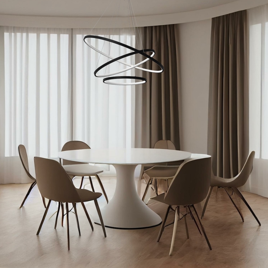 LED Пендел HOOP LED/93W/230V Ø 80 см 4000K черен