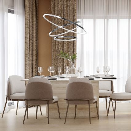 LED Пендел HOOP LED/93W/230V Ø 80 см 4000K лъскав хром