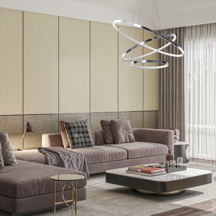 LED Пендел HOOP LED/93W/230V Ø 80 см 4000K лъскав хром