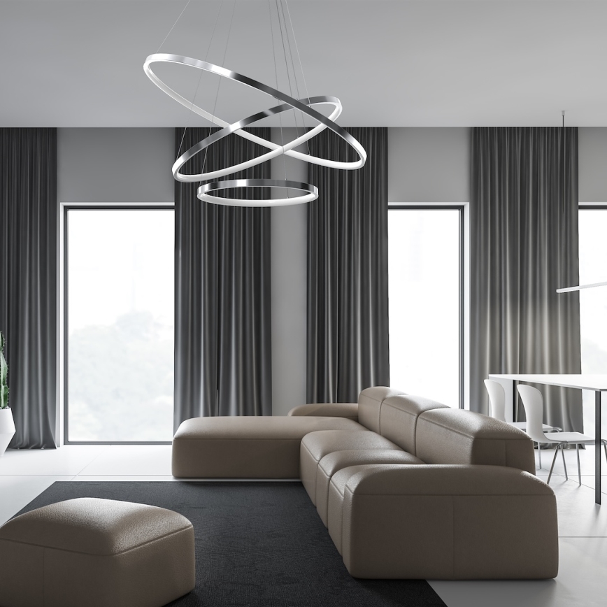 LED Пендел HOOP LED/93W/230V Ø 80 см 4000K лъскав хром