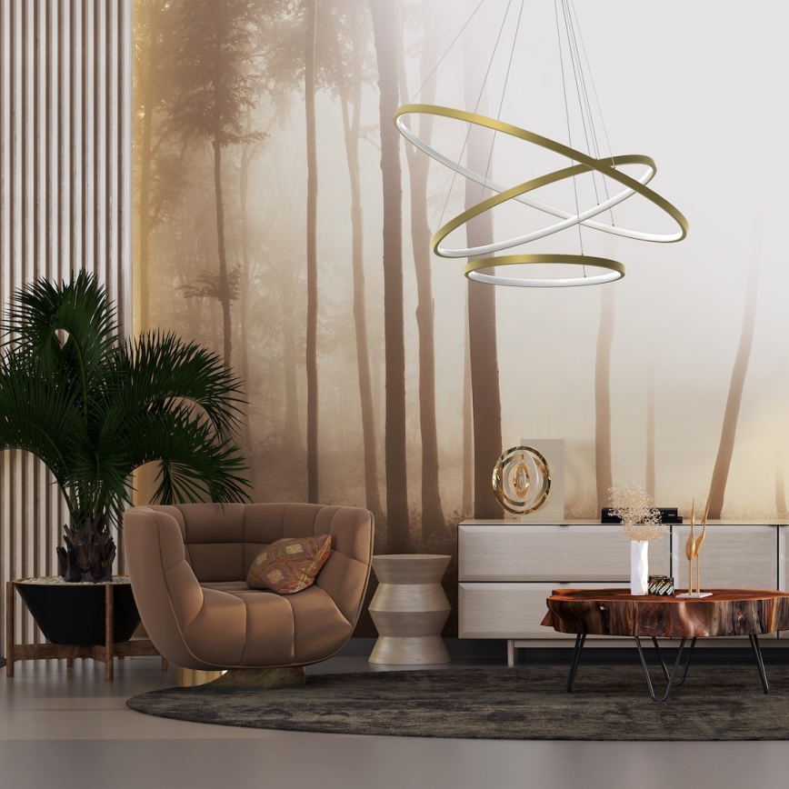 LED Пендел HOOP LED/93W/230V Ø 80 см 4000K златист