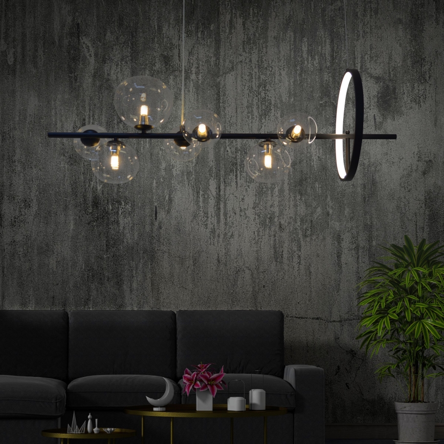 LED Пендел HYBRID LED/15W/230V + 7xG9/6W 4000K черен