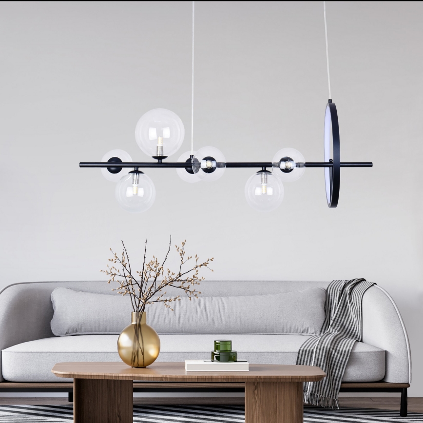 LED Пендел HYBRID LED/15W/230V + 7xG9/6W 4000K черен