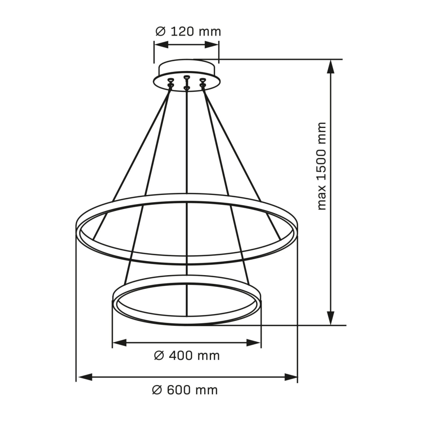 LED Пендел LEA LED/35W/230V 4000K Ø 60 см черен