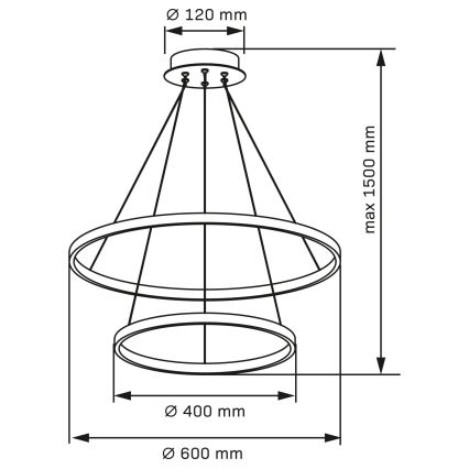 LED Пендел LEA LED/35W/230V 4000K Ø 60 см матов хром