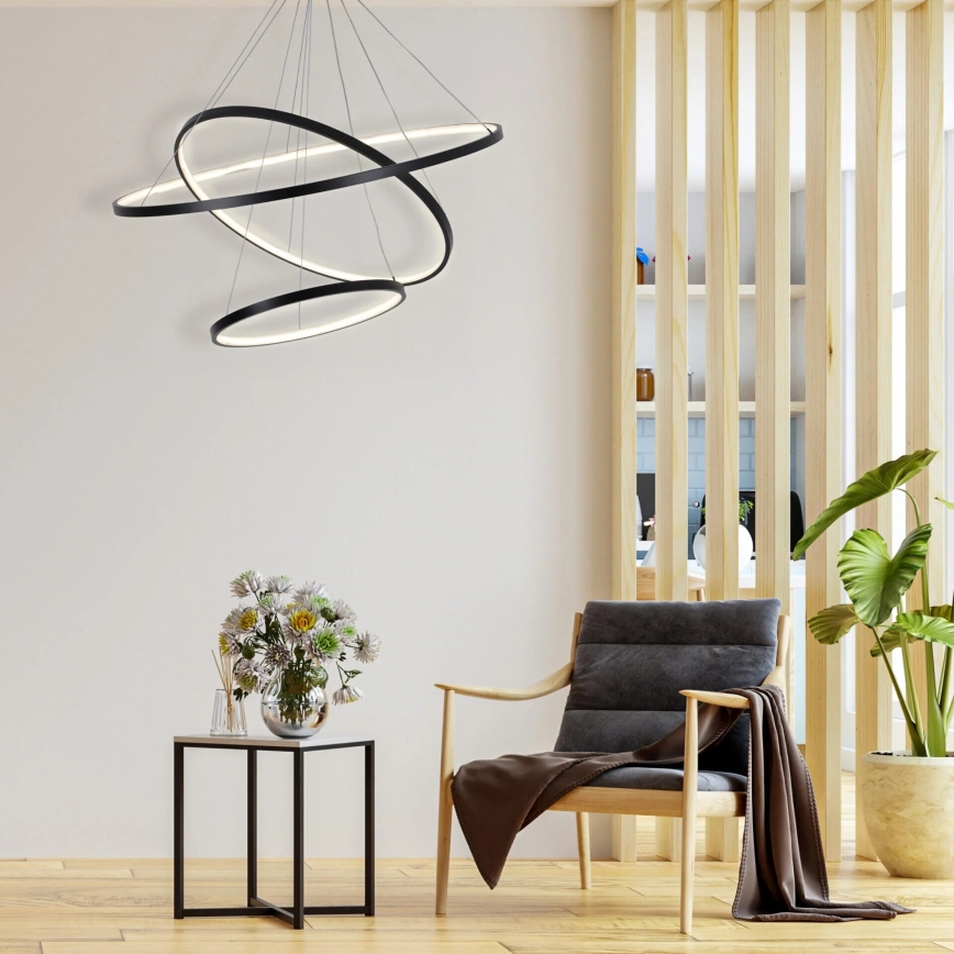LED Пендел LEA LED/60W/230V 4000K Ø 80 см черен