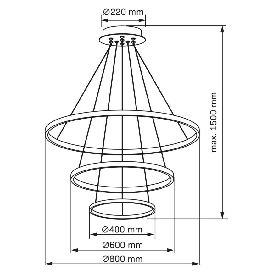 LED Пендел LEA LED/60W/230V 4000K Ø 80 см златист