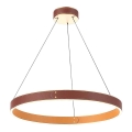 LED Пендел LEATHER LED/47,8W/230V кафяв/оранжев