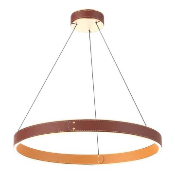 LED Пендел LEATHER LED/47,8W/230V кафяв/оранжев