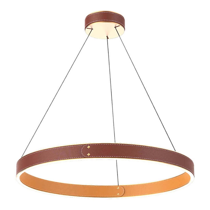 LED Пендел LEATHER LED/47,8W/230V кафяв/оранжев