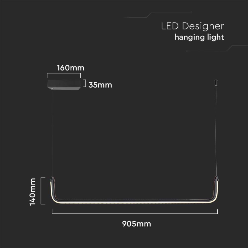 LED Пендел LED/12W/230V 4000K 90 см черен