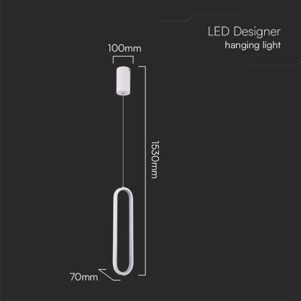 LED Пендел LED/13W/230V 3000K бял