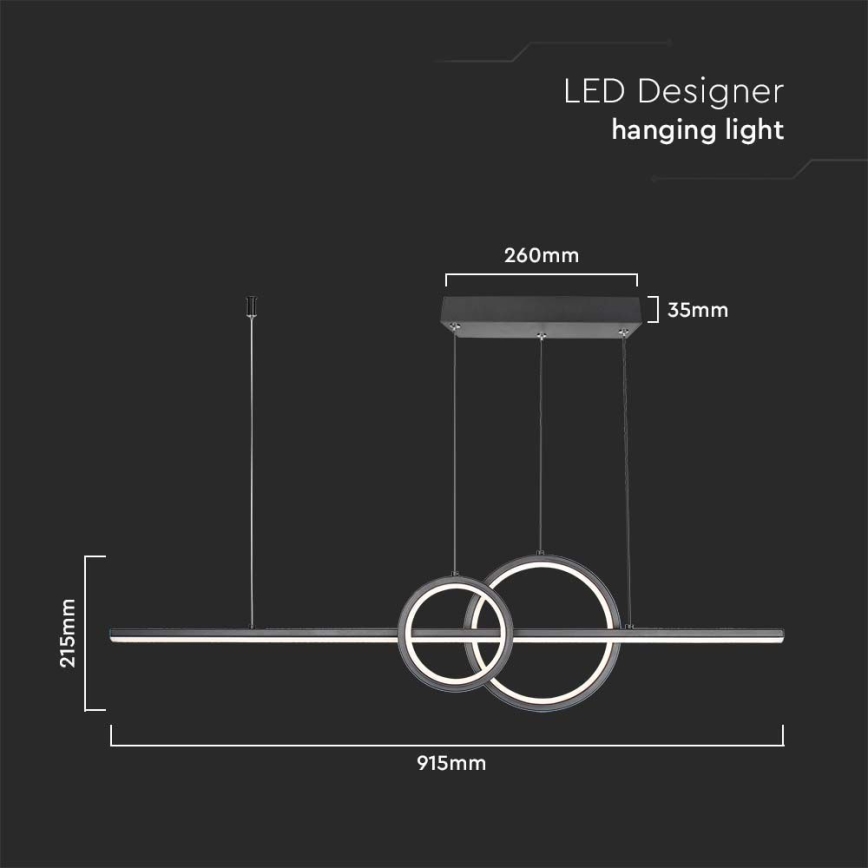 LED Пендел LED/15W/230V 4000K 80 см черен