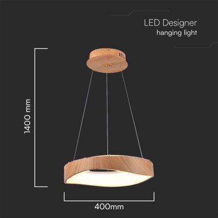 LED Пендел LED/18W/230V 3000K ø 40 см кафяв