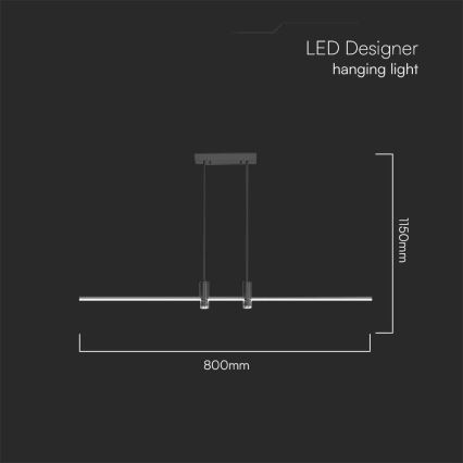 LED Пендел LED/19W/230V 4000K черен