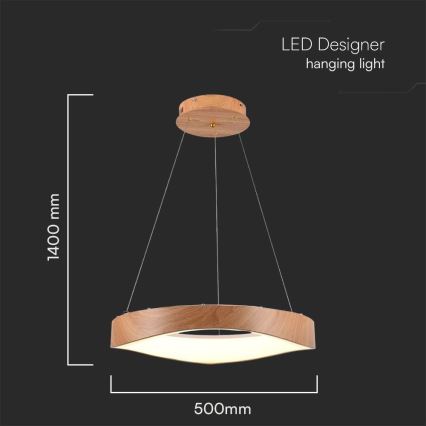 LED Пендел LED/25W/230V 3000K ø 50 см кафяв
