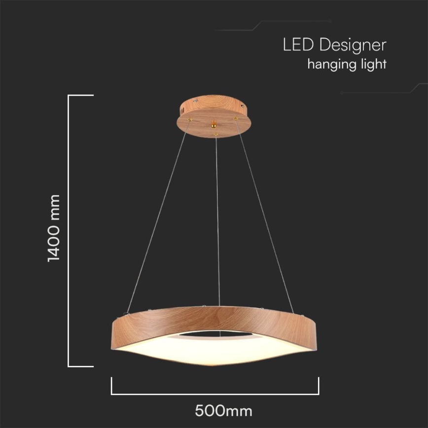 LED Пендел LED/25W/230V 3000K ø 50 см кафяв