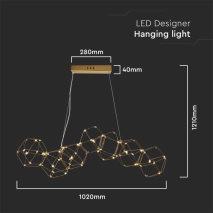 LED Пендел LED/28W/230V 3000K златист