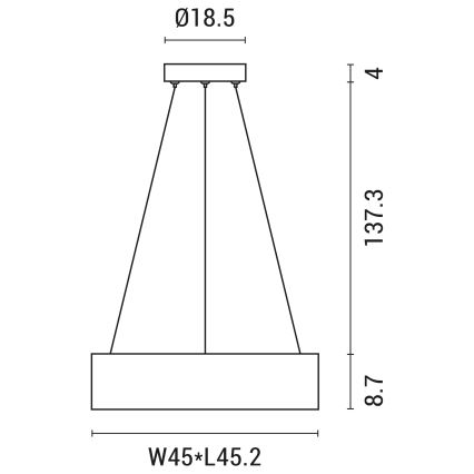 LED Пендел LED/30W/230V 3000K 45x45 см черен