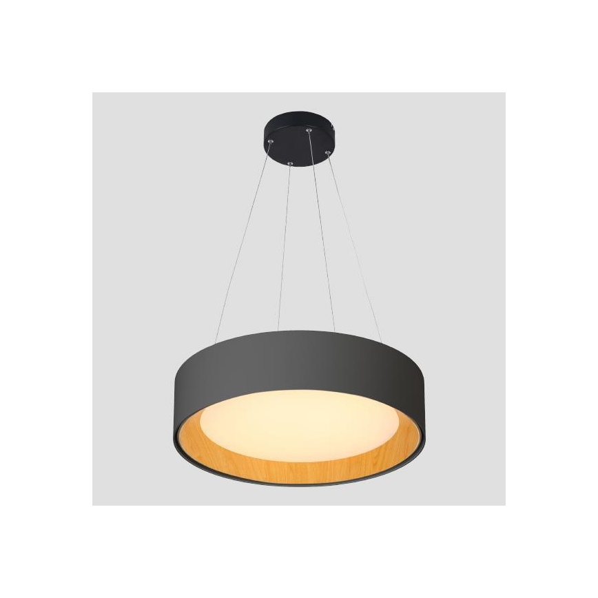 LED Пендел LED/30W/230V 3000K Ø 45 см черен/дъб
