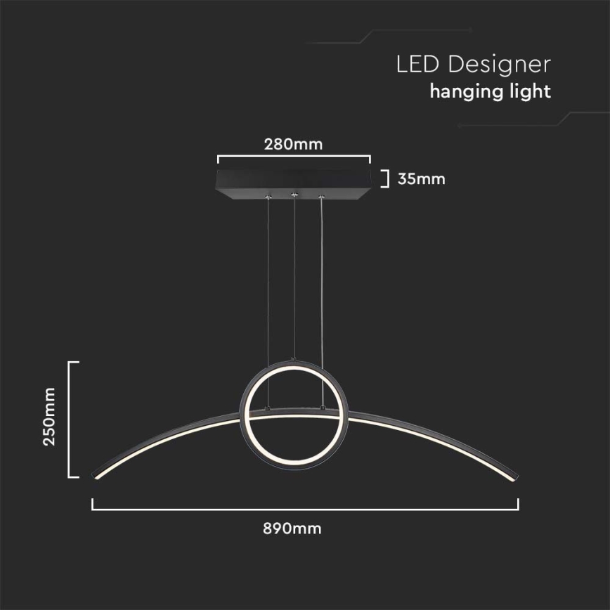 LED Пендел LED/30W/230V 4000K 88 см черен