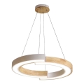 LED Пендел LED/32W/230V 3000K бял/дърво