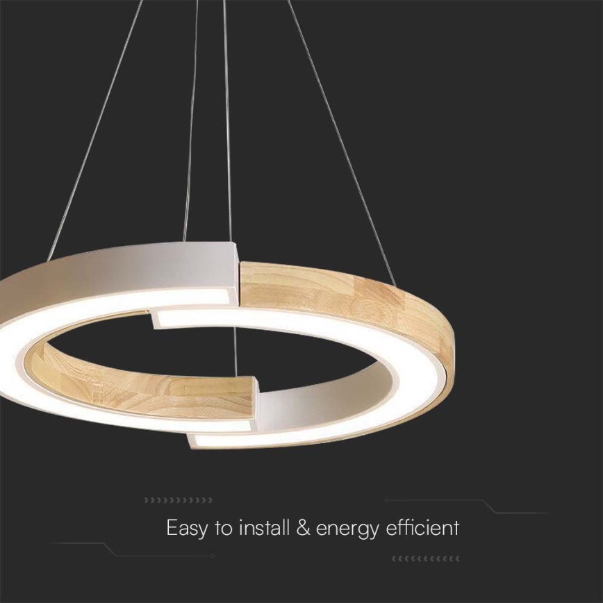 LED Пендел LED/32W/230V 3000K бял/дърво
