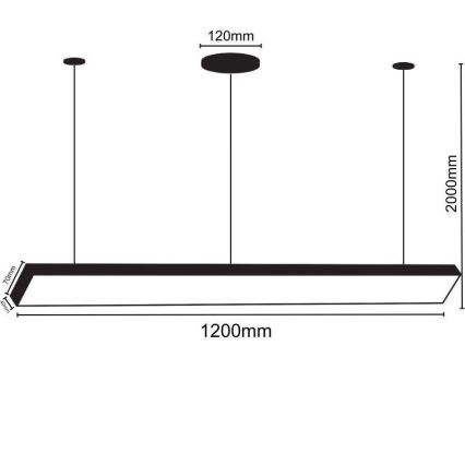 LED Пендел LED/32W/230V 4000K Ø 120 см черен