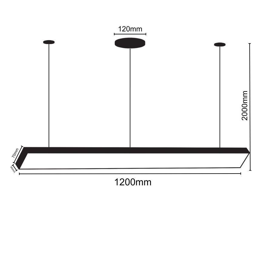 LED Пендел LED/32W/230V 4000K Ø 120 см черен