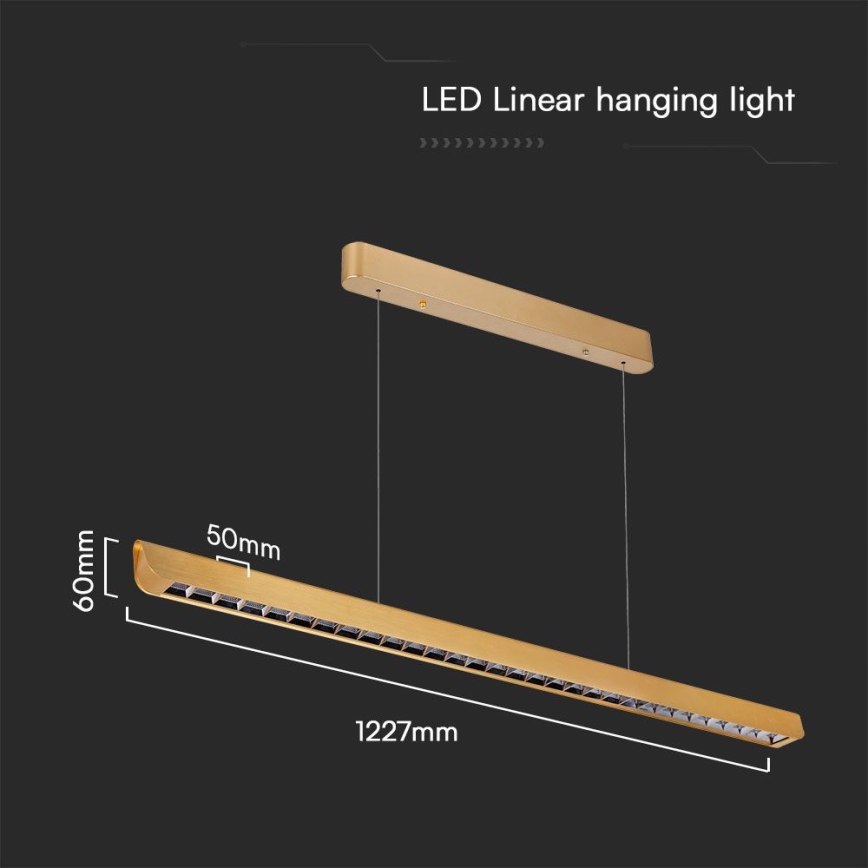 LED Пендел LED/36W/230V 3000/4000/6400K златист
