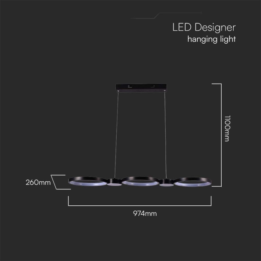 LED Пендел LED/38W/230V 4000K черен