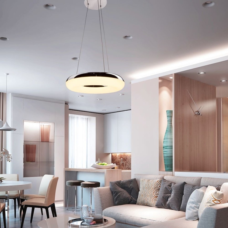 LED Пендел LED/40W/230V 3000K Ø 40 см лъскав хром