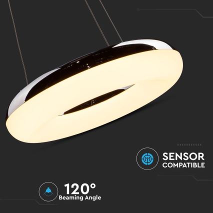 LED Пендел LED/40W/230V 3000K Ø 40 см лъскав хром
