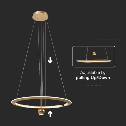 LED Пендел LED/45W/230V 4000K Ø 62 см златист