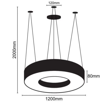 LED Пендел LED/60W/230V 4000K Ø 120 см черен