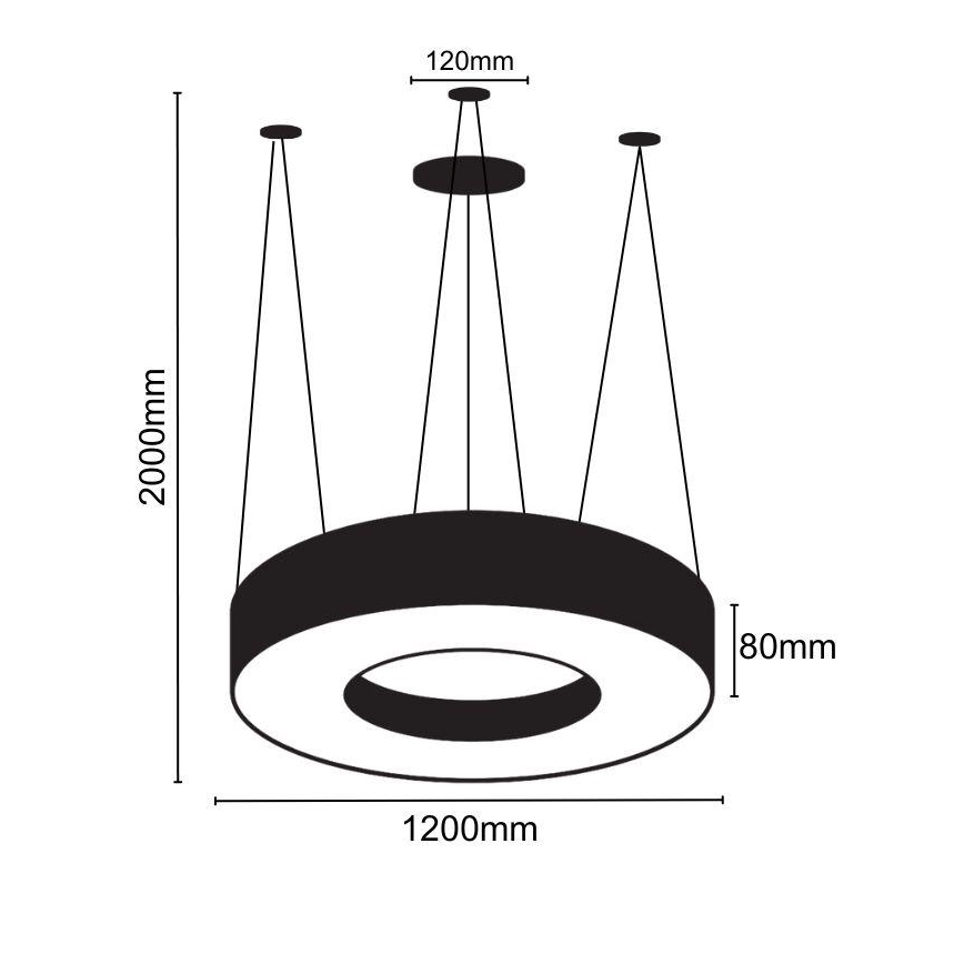 LED Пендел LED/60W/230V 4000K Ø 120 см черен