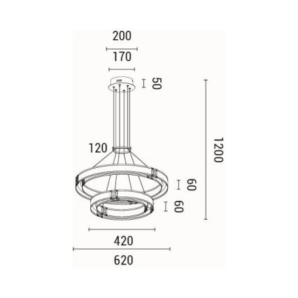 LED Пендел LED/62W/230V 3000K 62x120 см