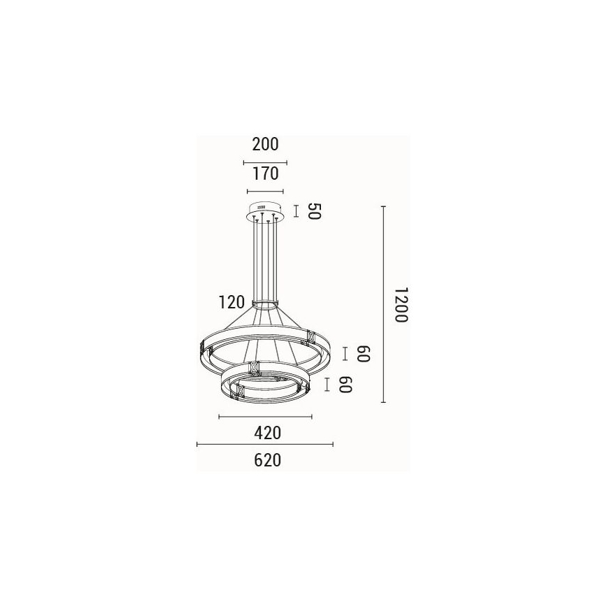 LED Пендел LED/62W/230V 3000K 62x120 см