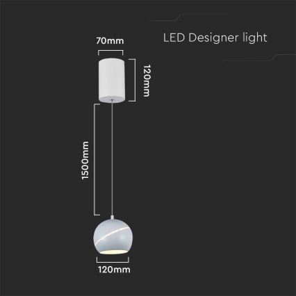 LED Пендел LED/8,5W/230V 3000K бял