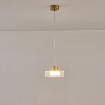 LED Пендел LED/8W/230V 3000K златист/прозрачен Ø 20 см