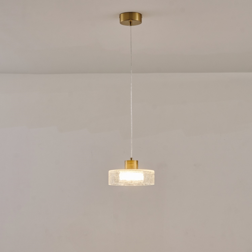 LED Пендел LED/8W/230V 3000K златист/прозрачен Ø 20 см